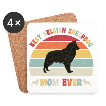 Best Belgian Sheepdog mom ever dog lovers vintage - Untersetzer (4er-Set) - Weiß - Vorne