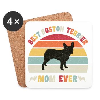 Best Boston Terrier mom ever dog lovers vintage - Untersetzer (4er-Set) - Weiß - Vorne