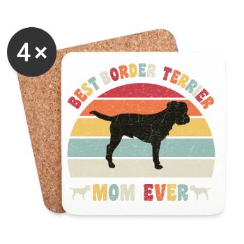 Meilleure maman Border Terrier jamais amateurs de chiens vintage - Dessous de verre (lot de 4) - blanc - Devant