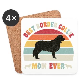 Meilleure maman Border Collie jamais amateurs de chiens vintage - Dessous de verre (lot de 4) - blanc - Devant