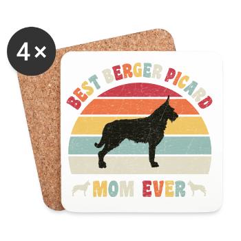 Best Berger Picard mom ever dog lovers vintage - Coasters (set of 4) - white - Front
