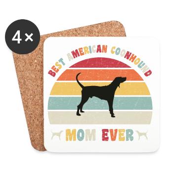 Best American Coonhound mom ever dog lovers retro - Coasters (set of 4) - white - Front