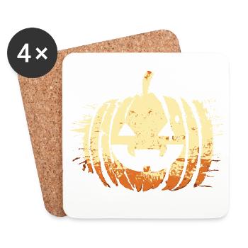 Halloween Tête De Citrouille - Dessous de verre (lot de 4) - blanc - Devant