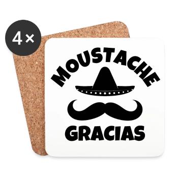 moustache, moustachu, moustache gracias - Dessous de verre (lot de 4) - blanc - Devant