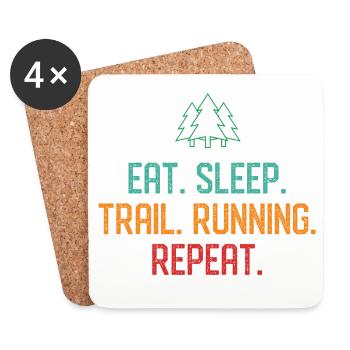 Manger. Dormir. Trail Running. Répéter. - Dessous de verre (lot de 4) - blanc - Devant