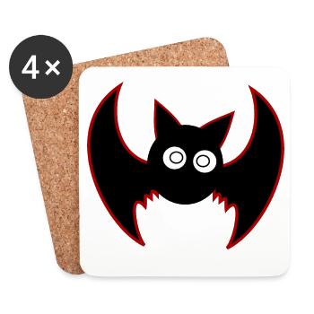 Chauve-souris d’Halloween - Dessous de verre (lot de 4) - blanc - Devant