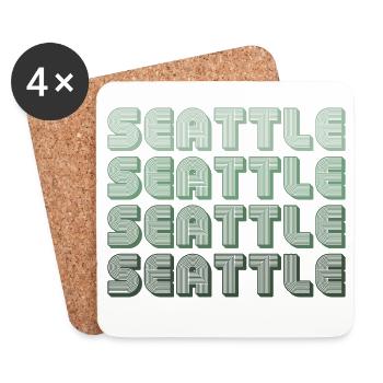 Seattle Retro Blockletters - Coasters (set of 4) - white - Front