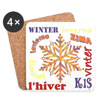 winter mehrsprachig e 53 - Untersetzer (4er-Set) - Weiß - Vorne