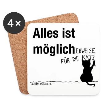 Alles ist möglicherweise für die Katz… - Untersetzer (4er-Set) - Weiß - Vorne