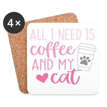 All I Need is Coffee and My Cat - Coasters (set of 4) - white - Front