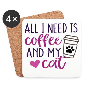 All I Need is Coffee and My Cat - Coasters (set of 4) - white - Front