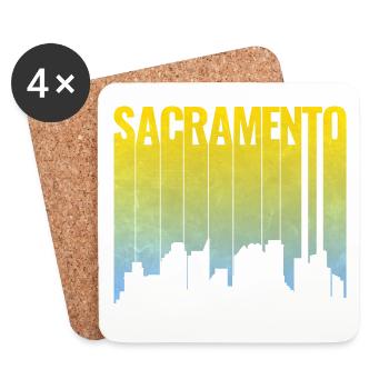 Sacramento Skyline Yellow Blue Gradient - Coasters (set of 4) - white - Front