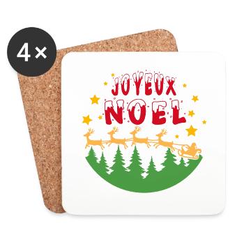 joyeux noël traineau et étoiles - Dessous de verre (lot de 4) - blanc - Devant
