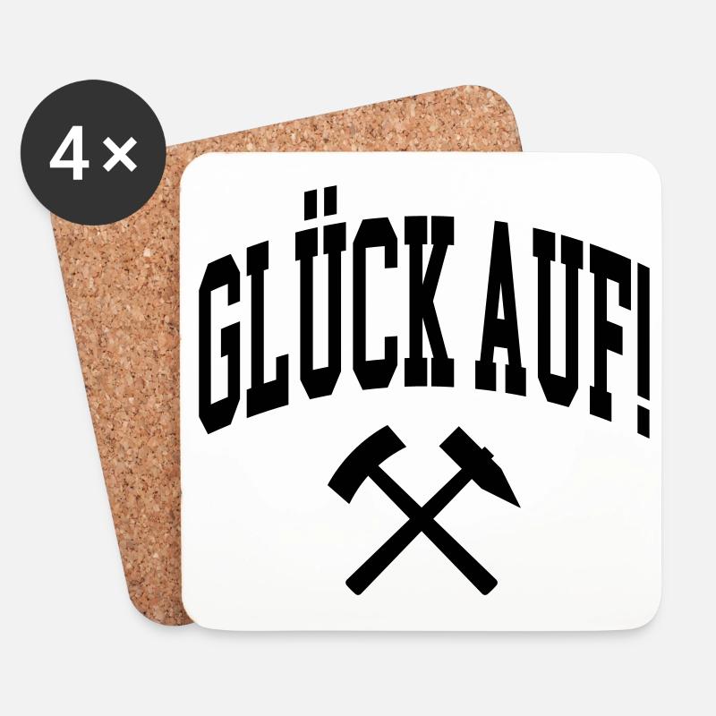 Glück Auf! - Untersetzer (4er-Set) - Weiß