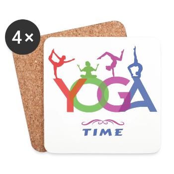 YOGA Time - The time of yoga - Coasters (set of 4) - white - Front