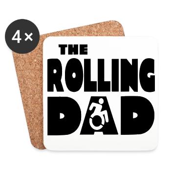 Rollender Vater im Rollstuhl * - Untersetzer (4er-Set) - Weiß - Vorne