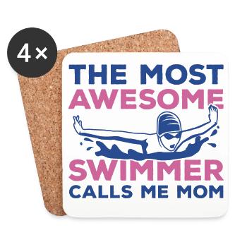 Schwimmer Mutter - Untersetzer (4er-Set) - Weiß - Vorne