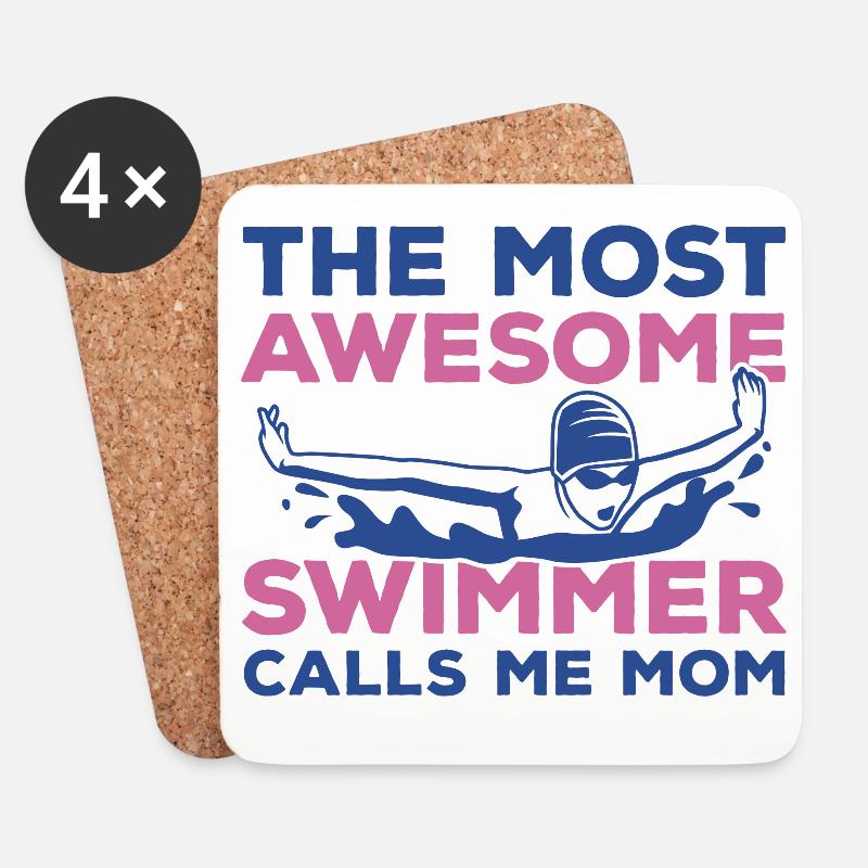Schwimmer Mutter - Untersetzer (4er-Set) - Weiß