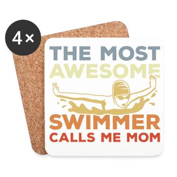 Schwimmerin Mutter - Untersetzer (4er-Set) - Weiß - Vorne