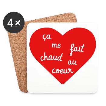 ça me fait chaud au coeur - Dessous de verre (lot de 4) - blanc - Devant