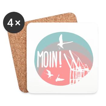 Moin! - Untersetzer (4er-Set) - Weiß - Vorne