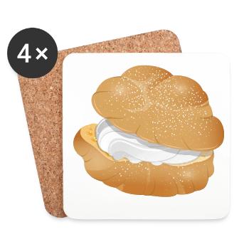 Illustration of a cream filled cream puff - Coasters (set of 4) - white - Front