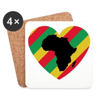 T-shirt Black History Month Africa Heart - Coasters (set of 4) - white - Front