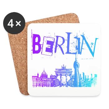 Berlin Skyline Panorama - Dessous de verre (lot de 4) - blanc - Devant