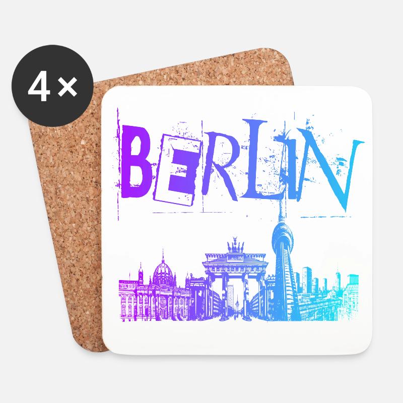Berlin Skyline Panorama - Untersetzer (4er-Set) - Weiß