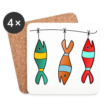 SARDINE. FISCH. APRILSCHERZ. OSTERN. OZEAN - Untersetzer (4er-Set) - Weiß - Vorne
