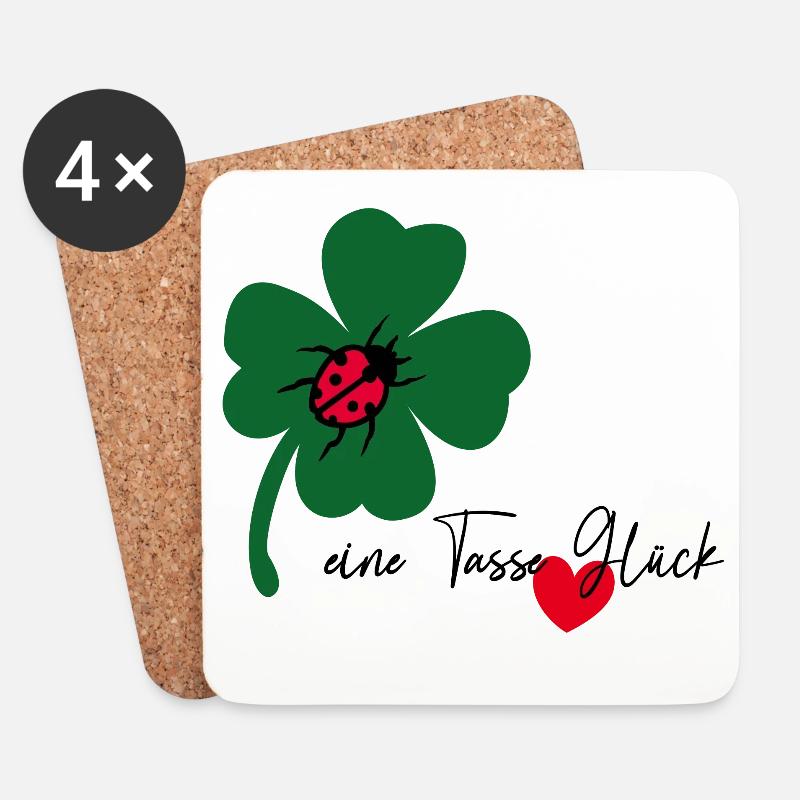 Glück, Marienkäfer - Untersetzer (4er-Set) - Weiß