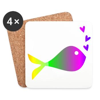 SARDINE. FISH. APRIL FOOL. EASTER. SEA - Coasters (set of 4) - white - Front