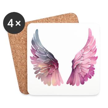 Pastel Watercolor Wings for Women - Coasters (set of 4) - white - Front