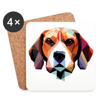 Polygone de chien beagle - Dessous de verre (lot de 4) - blanc - Devant