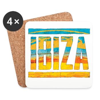 Retro 1970s Style Schriftzug IBIZA - Untersetzer (4er-Set) - Weiß - Vorne