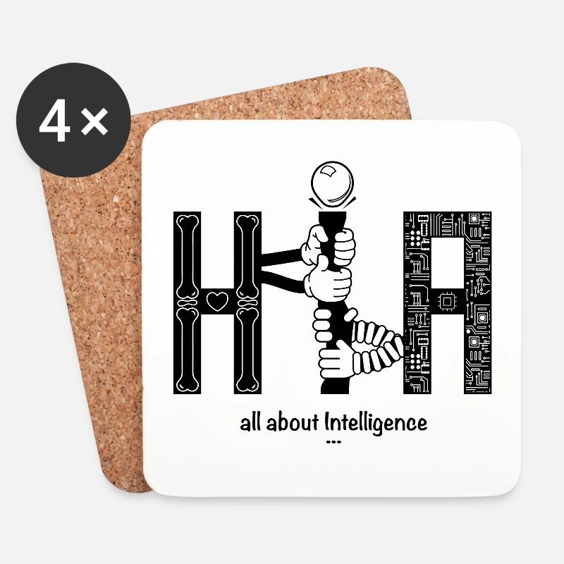 Human vs Artificial Intelligence KI - Untersetzer (4er-Set) - Weiß