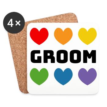 Rainbow Hearts Groom black - Coasters (set of 4) - white - Front