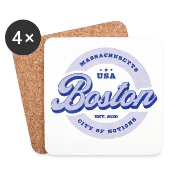 Boston Lettering Circle Badge - Coasters (set of 4) - white - Front