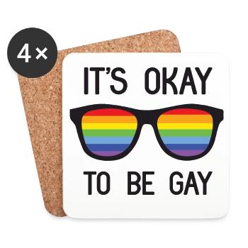 Pride Month - It's Okay To Be Gay - Coasters (set of 4) - white - Front