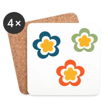 70s Flower Pattern Retro Hippie Festival - Coasters (set of 4) - white - Front