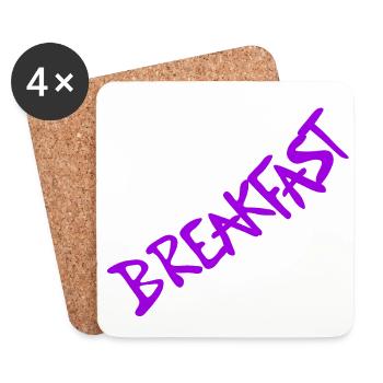 Petit-déjeuner Petit-déjeuner Repas Délicieux Font - Dessous de verre (lot de 4) - blanc - Devant
