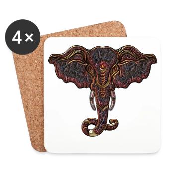 decorative elephant head - Coasters (set of 4) - white - Front