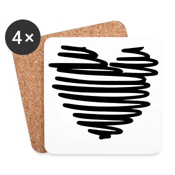 stylish heart - Coasters (set of 4) - white - Front
