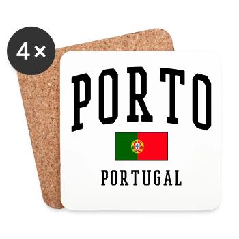 Drapeau de Porto Portugal – City Design - Dessous de verre (lot de 4) - blanc - Devant