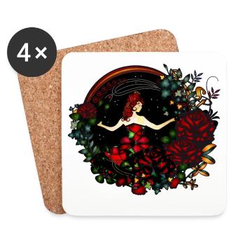 Princess in the garden at night in Art Nouveau look - Coasters (set of 4) - white - Front