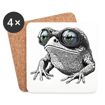 Grenouille cool avec des lunettes de soleil - Dessous de verre (lot de 4) - blanc - Devant