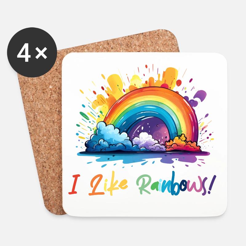 Ich mag Regenbögen - Untersetzer (4er-Set) - Weiß