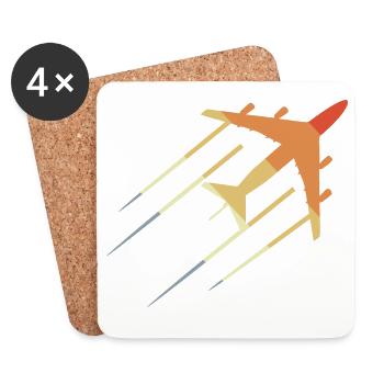 Vintage Flugzeug Zeichnung - Untersetzer (4er-Set) - Weiß - Vorne