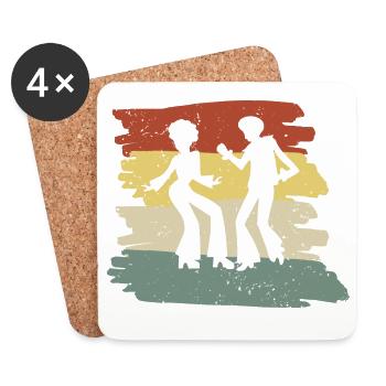 Regenbogen Tanzsilhouette - Untersetzer (4er-Set) - Weiß - Vorne