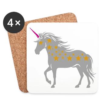 Unicorn with stars | Colors changeable - Coasters (set of 4) - white - Front